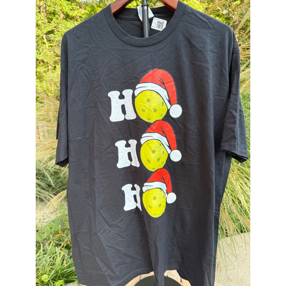 Port & Company Black Ho Ho Ho Pickleball Holiday Graphic T-Shirt Mens 2XL